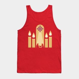 Four Advent candles lit in anticipation of the birth of Jesus Christ Tank Top